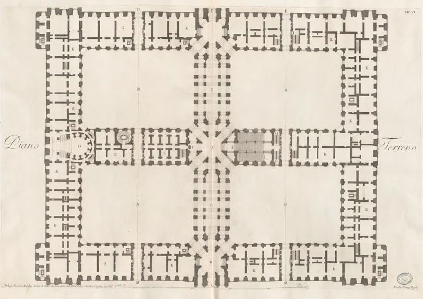 皇家宫殿Caserta Reggia地面平面图