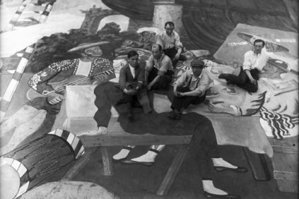 巴勃罗-毕加索和场景-画家——游行-芭蕾-拉斯- - -剧院- du -小城堡-巴黎- 1917