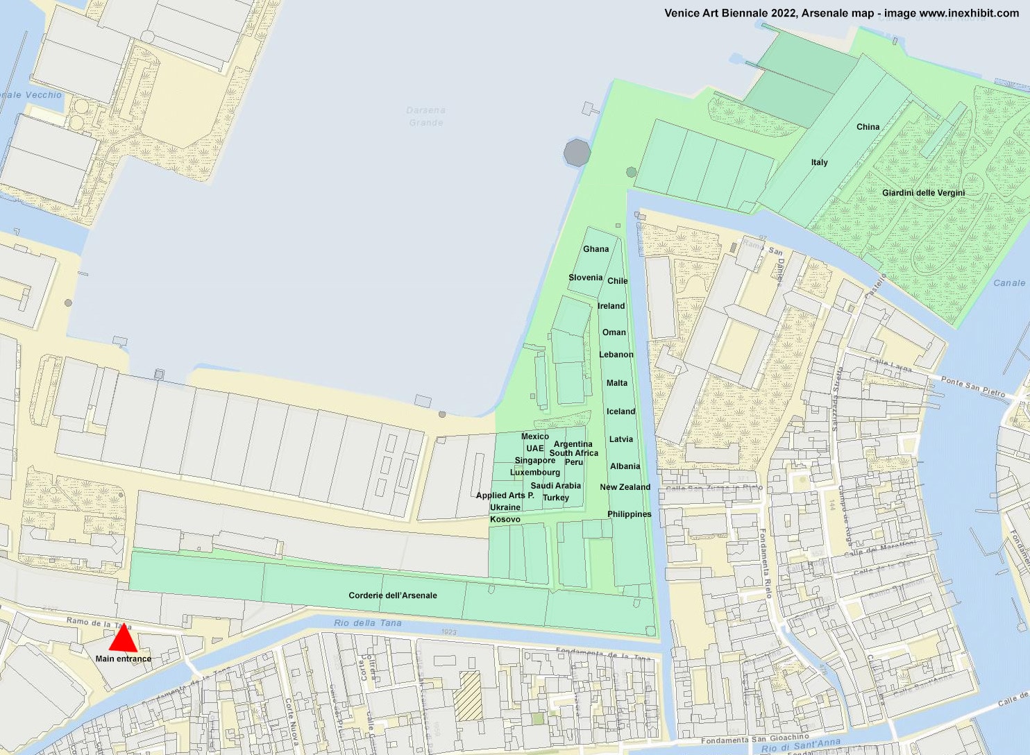 2022年威尼斯艺术双年展地图，兵工厂，未展出